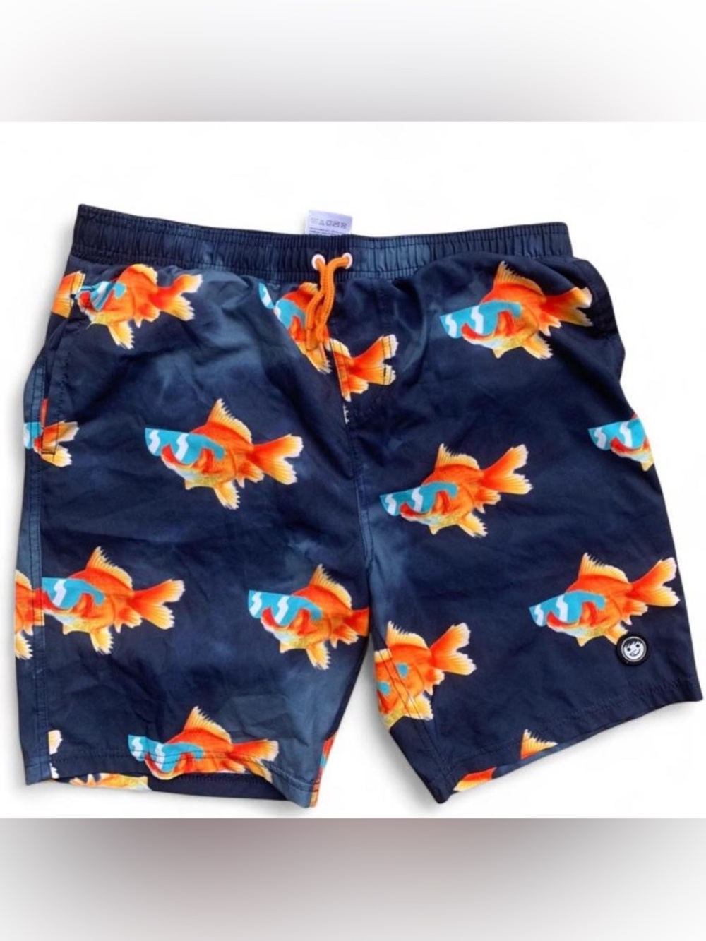 Neff Navy Swim Shorts with Goldfish Fish Print